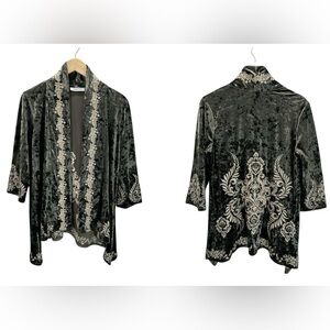 Coin Gypsy Embroidered Velvet Kimono Jacket Boho Western Glam Mystic Festival S